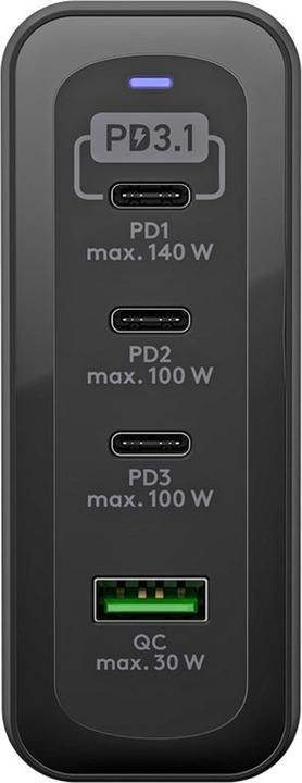 Image du produit Goobay Chargeur rapide multiport USB-C PD GaN 240 W noir (240 W, 4 ports)
