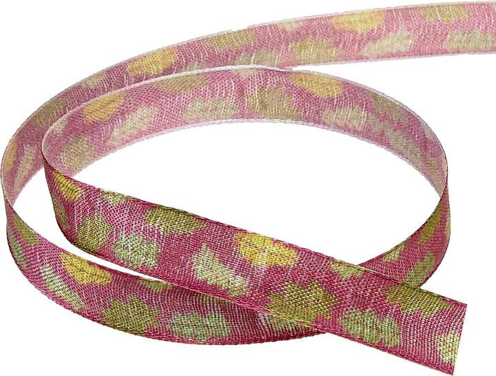 Produktbild Viana Geschenkband Stoffband mit Eichenblättern Bordeaux Grün