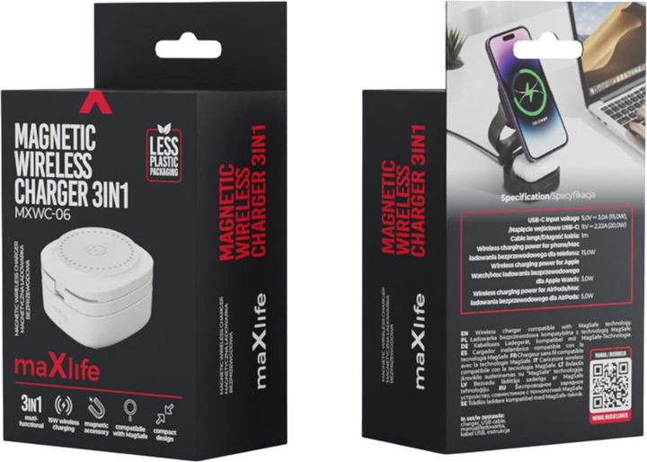 Immagine prodotto Maxlife MXWC-06 caricatore magnetico wireless 15W bianco 3in1 (15 W)