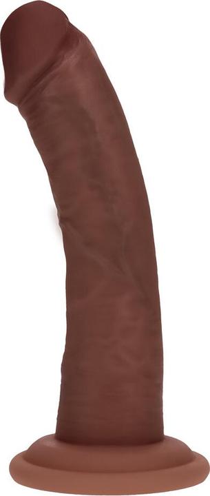 Produktbild RealRock Dual Density Silicone Curved Realistic Vibrating Dildo with Suction Cup - 6 / 15,5 cm - Brown