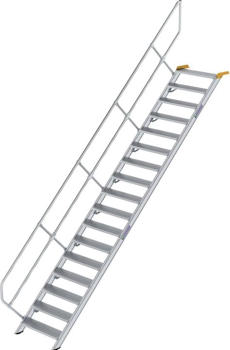Produktbild kaiserkraft Treppe 45° Stufenbreite 800 mm 17 Stufen Aluminium geriffelt (Trittleiter, 80 cm)