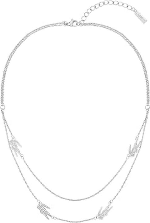Lacoste - Double steel necklace for women Crocodile 2040469 (Stainless steel)