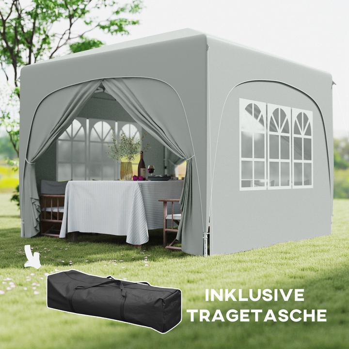 Actual product image Outsunny Pavillon Metall, Polyester Hellgrau (300 cm, 300 cm)