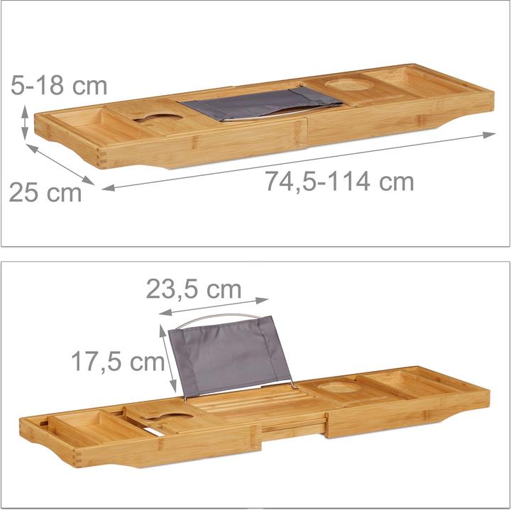 Actual product image Relaxdays 2in1 Bathtub Caddy & Serving Tray (114 x 25 x 18 cm)