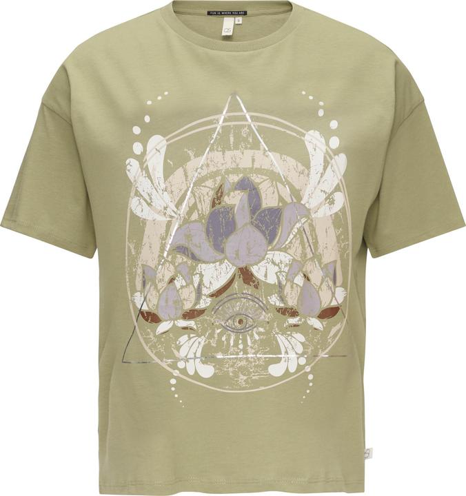 S.Oliver T-Shirt Print-T-Shirt mit überschnittenen Schultern (S)