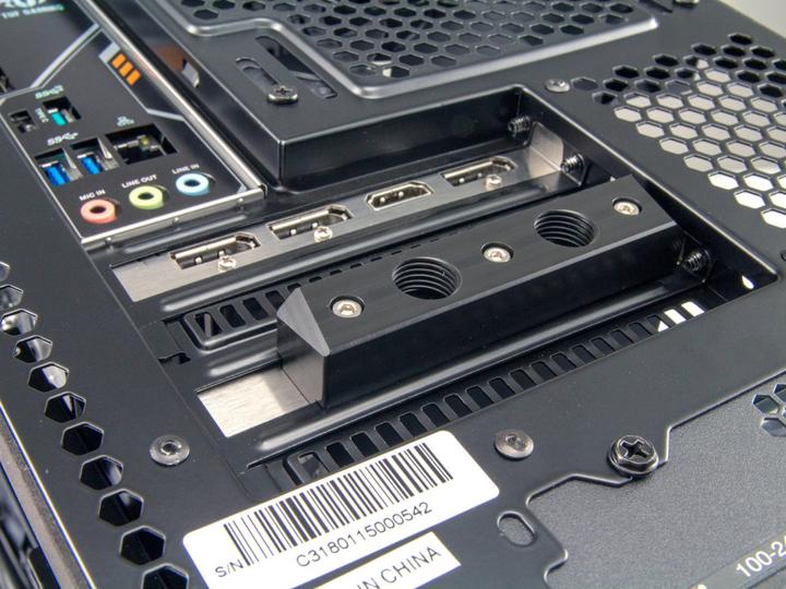 Actual product image Watercool PCI slot feed-through with 2x 2 G1/4 IG