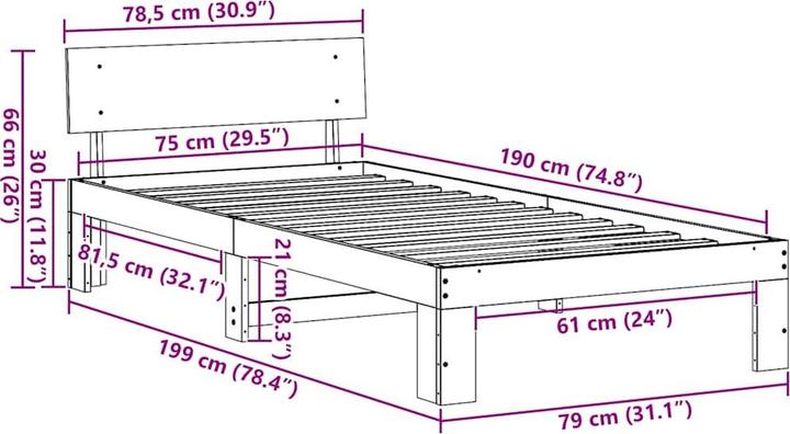 Image du produit vidaXL Moderner Bettrahmen (75 x 190 cm)