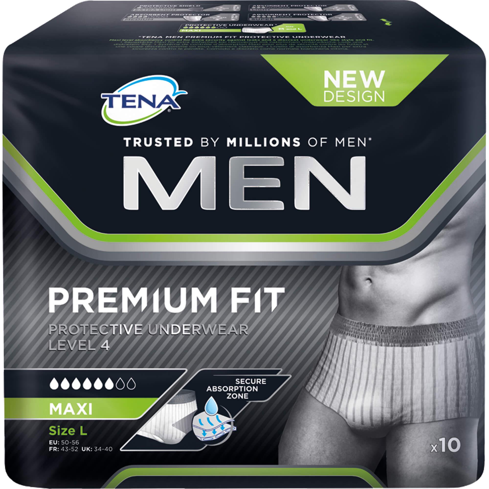 Tena, Inkontinenzhygiene, Men Premium Fit Protective Underwear Level 4 L (4 Karton x 10 Stück) (40 x, L)