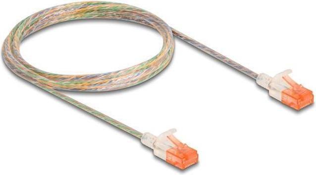 Actual product image Delock RJ45 network cable Cat.6A U/UTP Slim 2 m transparent (U/UTP, CAT6a, 2 m)