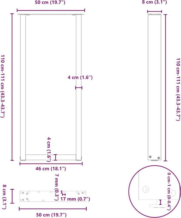 Actual product image vidaXL Bartischbein