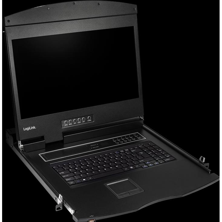 LogiLink KVM-Konsole mit 19" Bildschirm, HDMI, Full HD, USB-A, PS/2, QWERTY, KVM Switch