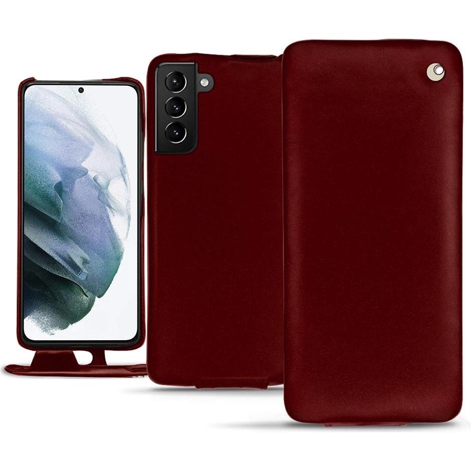 Noreve Lederschutzhülle vertikal (Samsung Galaxy S21+), Smartphone Hülle, Rot