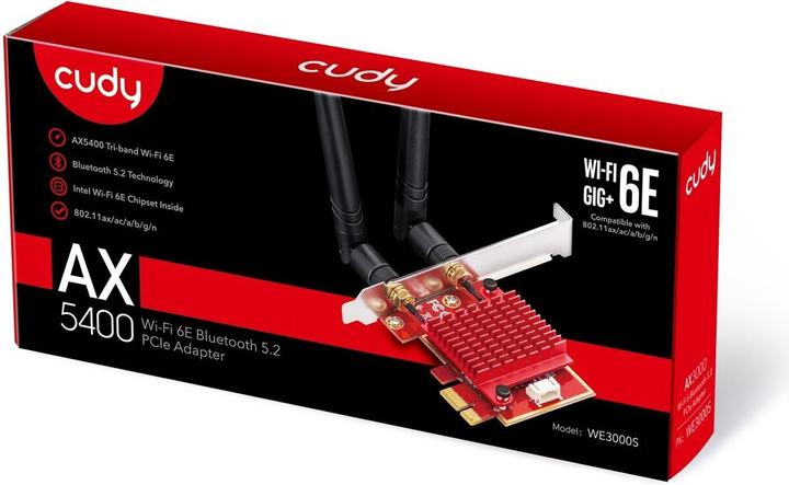 Produktbild Cudy WE3000S. Eingebaut. Übertragungstechnik: Kabellos, Hostschnittstelle: PCI Express, Schnittstelle: WL (Mini PCI Express)