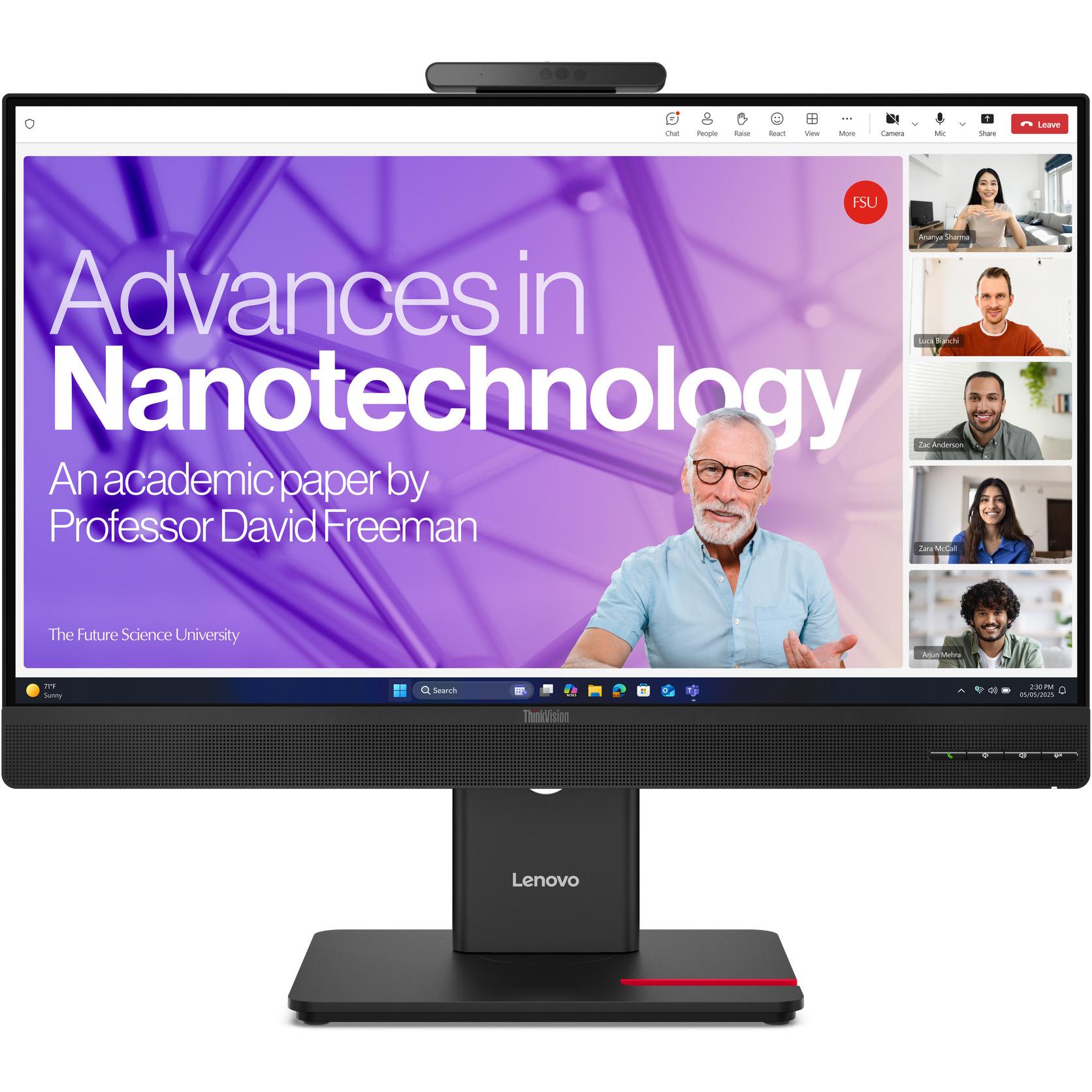 Lenovo ThinkVision T27QD-4v (2560 x 1440 Pixel, 27"), Monitor, Schwarz
