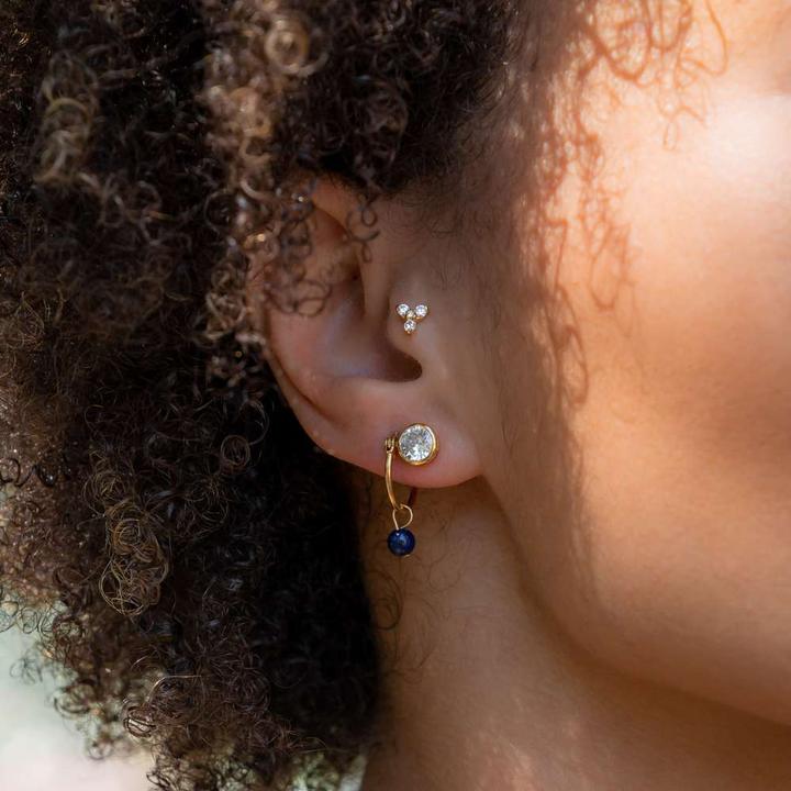 Produktbild Bijouteria Ohrpiercing (Chirurgenstahl 316L, Silber 925, Zirkonia, PVD Beschichtung (goldfarben))