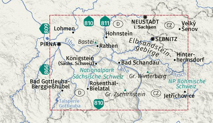 Image du produit Wanderkarte 761 Elbsandsteingebirge, Nationalpark Sächsische Schweiz, Nationalpark