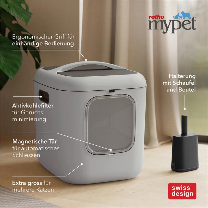 Actual product image Rotho Katzentoilette Bea XL Hellgrau, Stromversorgung: Keine (Cat litter box closed)