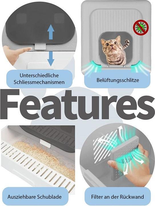 Immagine prodotto Hermex Toilette con cappuccio per lettiere per gatti XXL con coperchio e filtro (Lettiera per gatti chiusa)