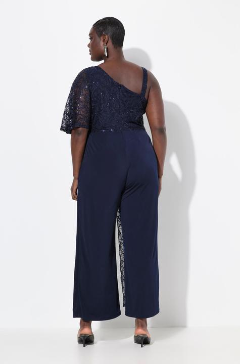 Produktbild Ulla Popken Jumpsuit, Spitzen-Überwurf, weites Bein, Pailletten (54)