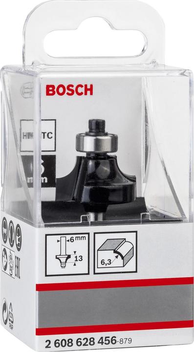 Produktbild Bosch Professional Zubehör Abrundfräser, 6 mm, R1 6,3 mm, D 25,4 mm, L 13,1 mm, G 54 mm