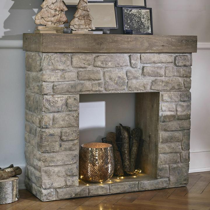 Produktbild Loberon Kaminkonsole Evreux antikgrau (125 x 50 x 110 cm)