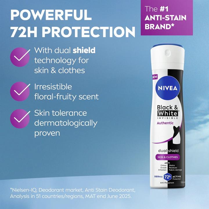 Image du produit NIVEA B&W Authentic Spray 150 Ml (Spray, 150 ml)