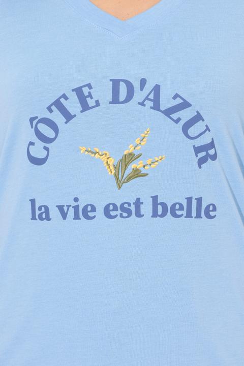 Immagine prodotto Ulla Popken T-shirt dal taglio svasato con ricami, scollo a V e mezze maniche (58)