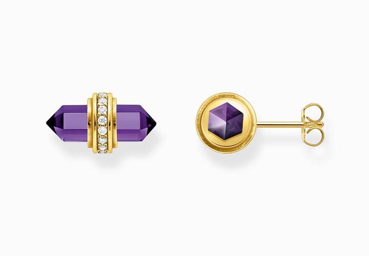 Immagine prodotto Thomas Sabo Orecchini a perno placcati in oro con cristallo di onice viola (Doratura in oro giallo 750, Argento 925)
