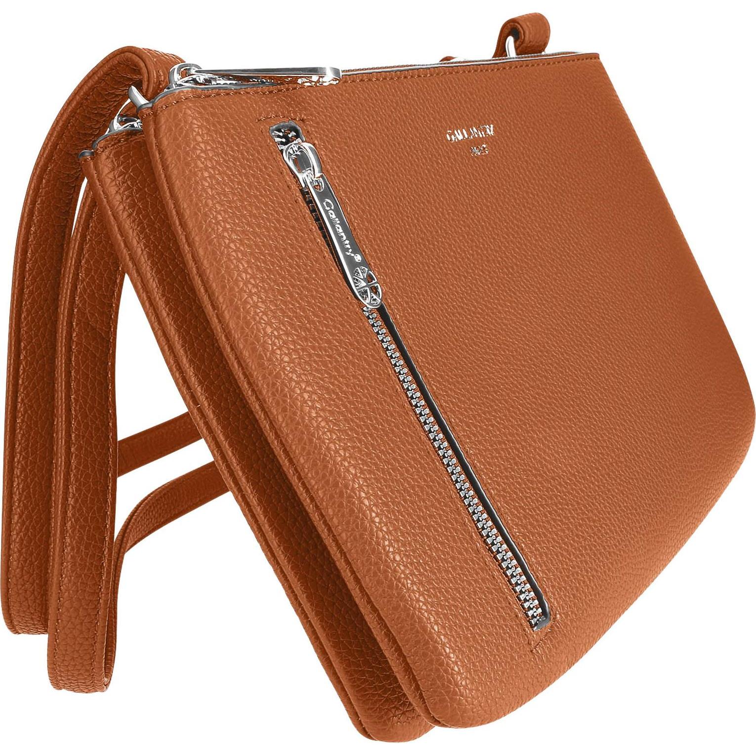 Thumbnail - Gallantry, Handtasche, Schwarze Handtasche aus genarbtem, Braun