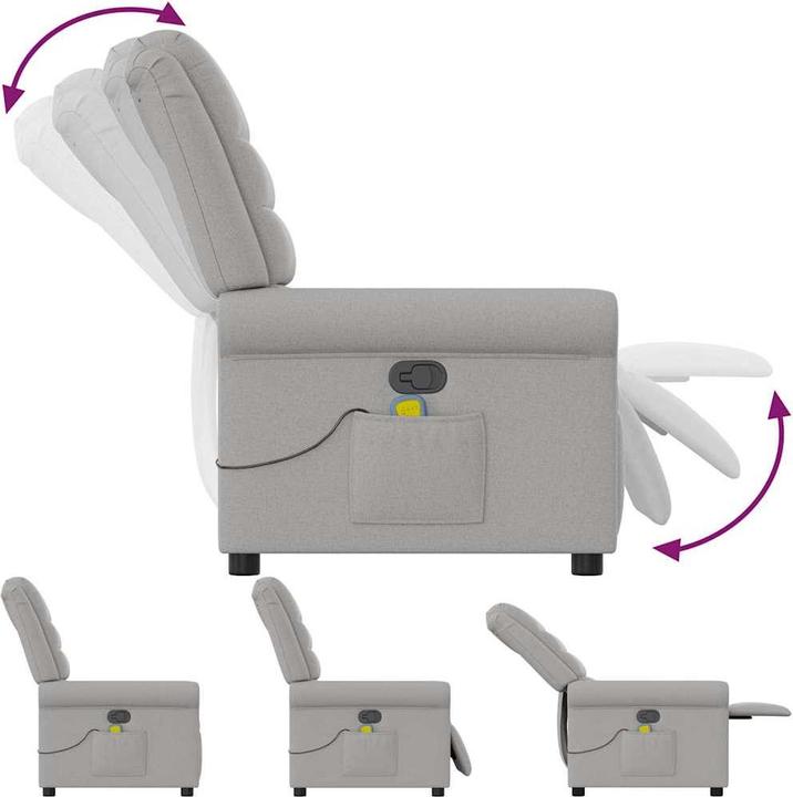 Immagine prodotto vidaXL Poltrona massaggiante in tessuto cloud grey poltrona TV massaggiante