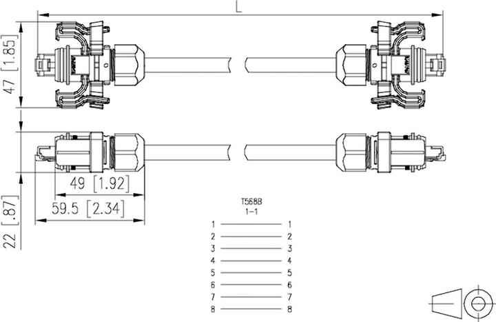 Productafbeelding Metz Connect E-DAT Industry patchkabel V6 IP67 - IP67 10m (S/FTP, CAT6, 10 m)
