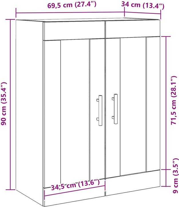 Produktbild vidaXL Wandschrank (34 x 34 x 90 cm)