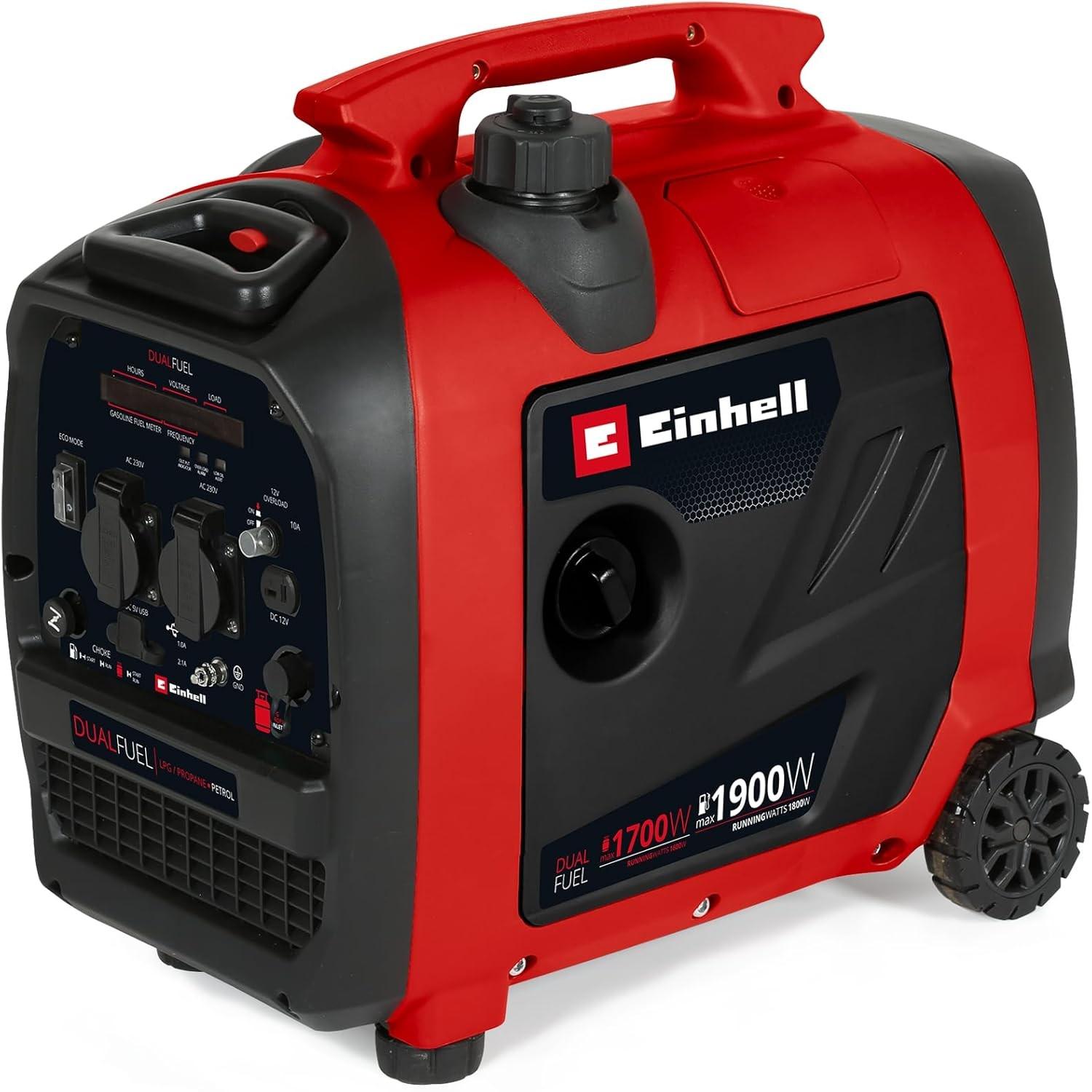 Einhell, Generatore di corrente, 4152630 - Stromerzeuger TE-IG 1900 DF, Gas/Benzin, 1900 W (1800 W)
