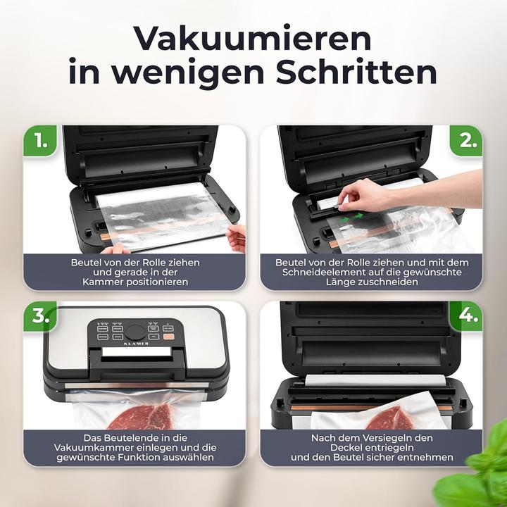 Image du produit KLAMER Premium Vakuumiergerät für Lebensmittel - Vakuumierer für trockene & feuchte Lebensmitte…