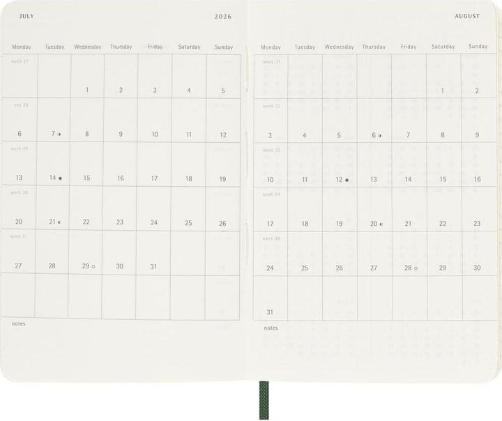 Actual product image Moleskine WONK 2026 PK SC Myrtle Grün (9 x 14 cm, English)