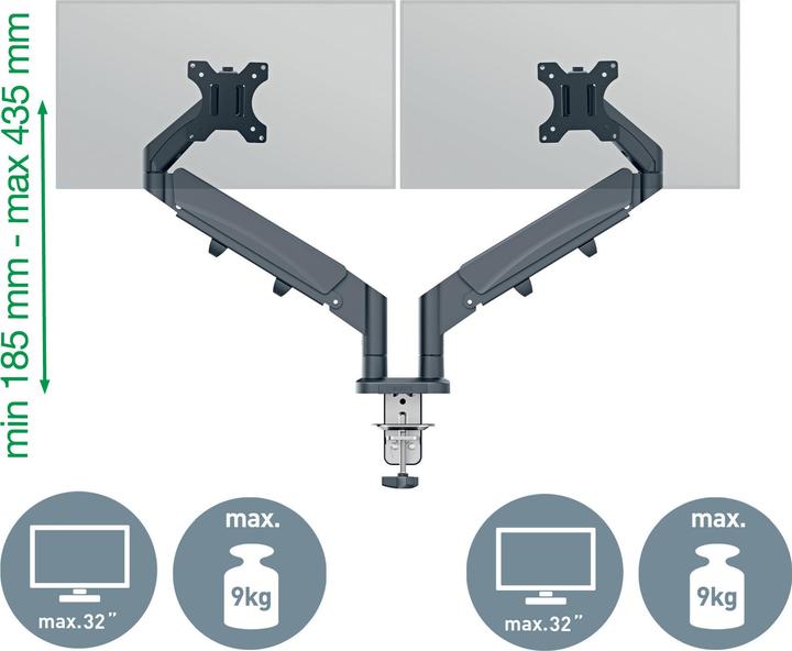 Actual product image Leitz Screen support 2 monitors velvet grey (Table, 32")