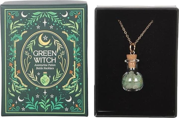 Image du produit Something Different - Collier motif/style Bouteille de potion GREEN WITCH (Alliage, Nickel, Quartz aventurine)