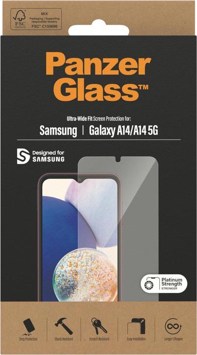 Actual product image PanzerGlass Ultra-Wide Fit (1 Piece, Samsung Galaxy A14 5G, Samsung Galaxy A14)