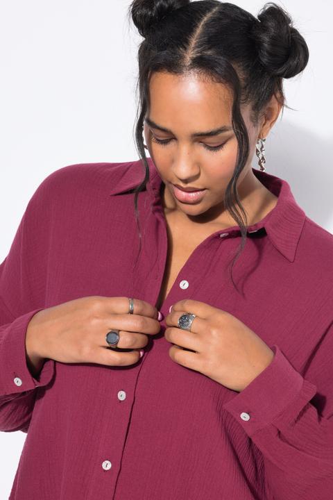 Image du produit Studio Untold Chemisier en mousseline, oversize. Col classique, manches longues (46, 48)