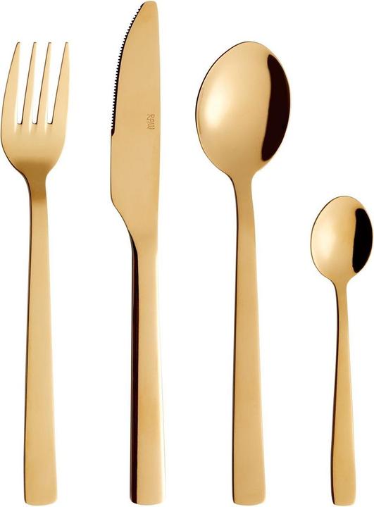 RAW Cutlery set Stainless Steel - Dishwasher safe - Gold - 16 pcs (15460) (16 Stk., Besteck Set)