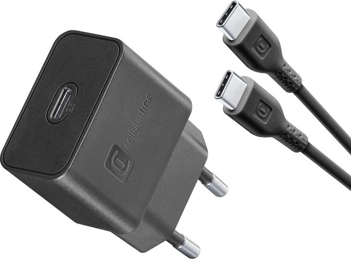 Actual product image Cellularline ACHSMKITC2CPD25WK Mobile Device Charger Black Indoor (25 W, 1 portion)