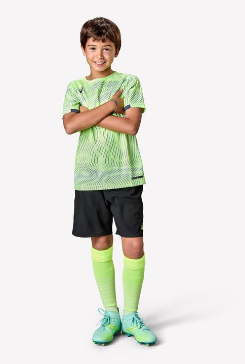 Image du produit Kipsta Short de football enfant viralto wavy noir bande jaune (140)