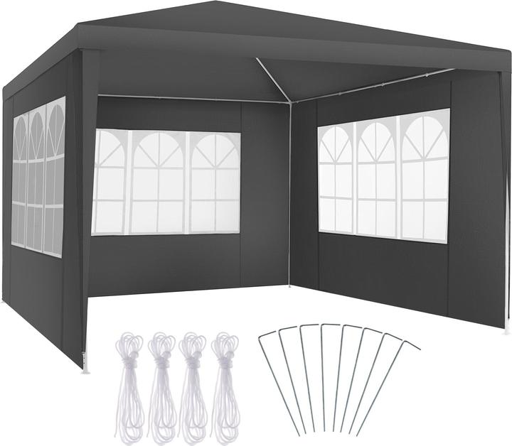 tectake Pavillon Barinas mit 3 Seitenteilen, wasserdicht, 3x3m (300 cm, 300 cm)