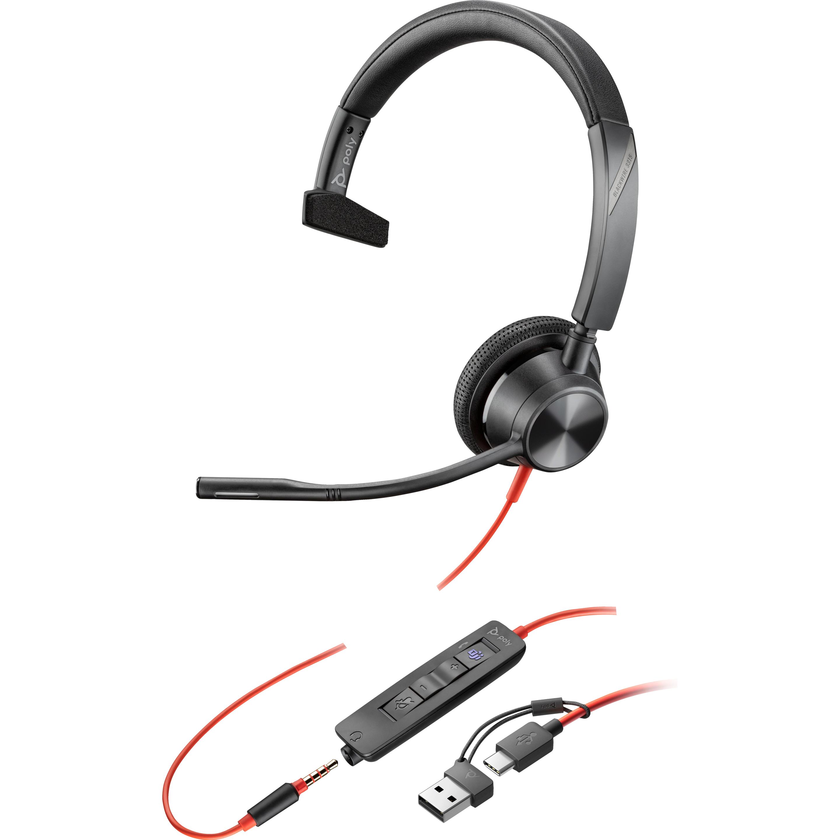 Poly BW 3315 -M USB-C HS (Kabelgebunden, USB-C), Office Headset, Schwarz