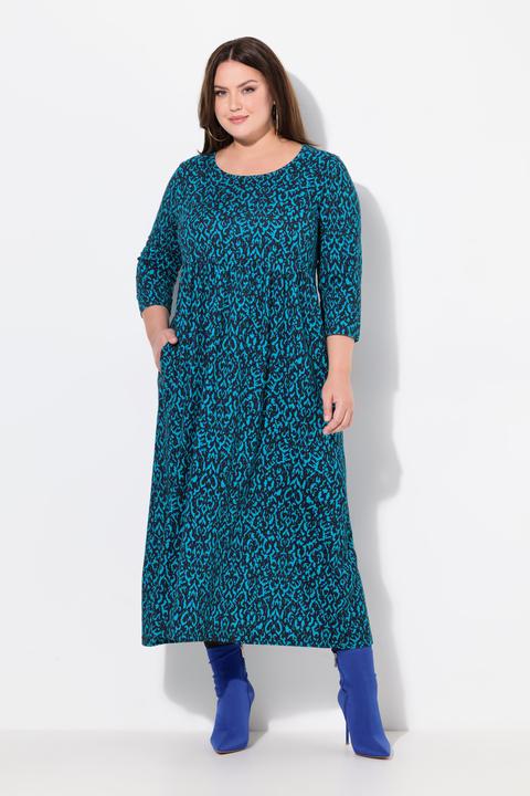 Produktbild Ulla Popken Jerseykleid, A-Linie, V-Ausschnitt, 3/4-Arm, Taschen (62)