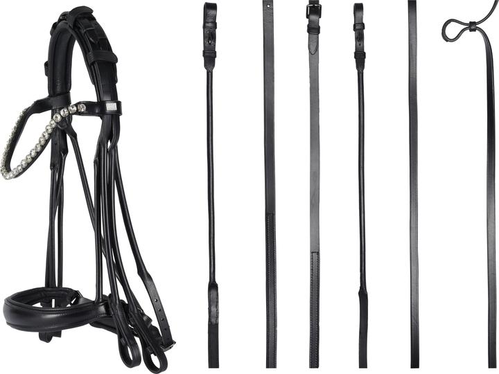 Horse Guard Double bridon roulé Kava avec rênes