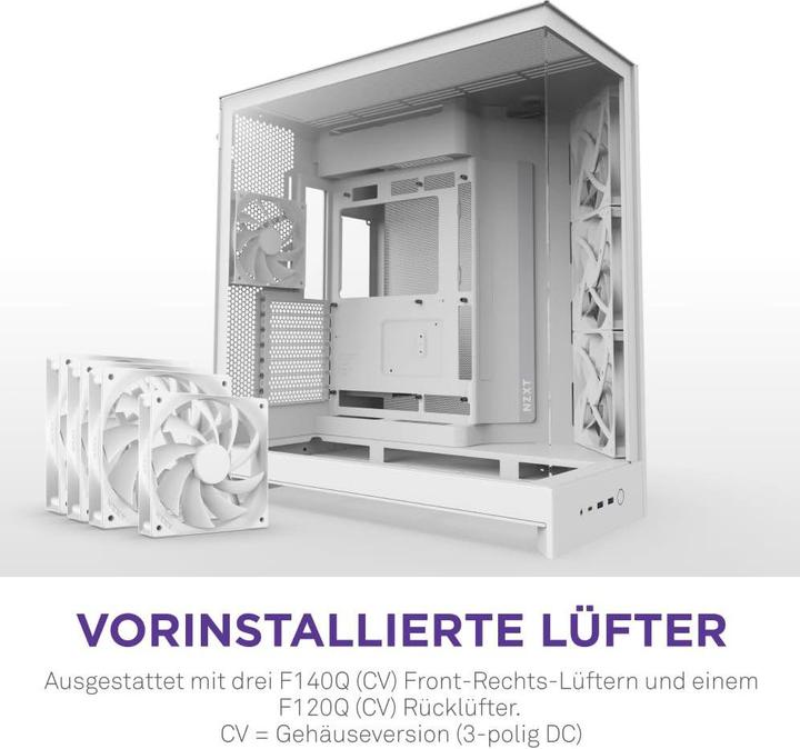 Actual product image NZXT H9 Flow (2025) All White Midi Tower ATX Gaming Gehäuse weiss mit Glasfenster (ATX, Mini-ITX, mATX, E-ATX)