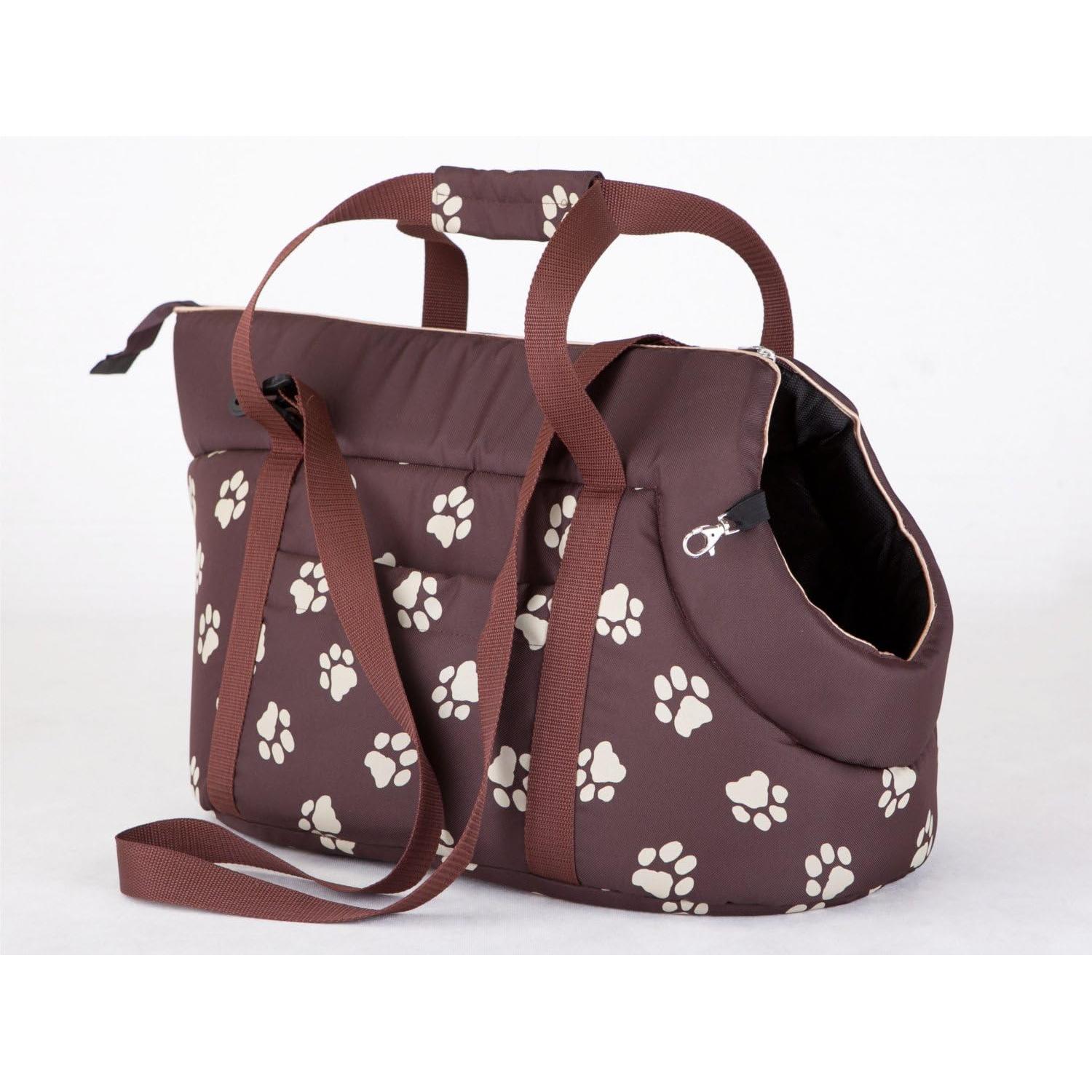 Hobby Dog Sac de transport pour petit chien/chat 27x25x43 cm Marron motif pattes - Lavable 30°C