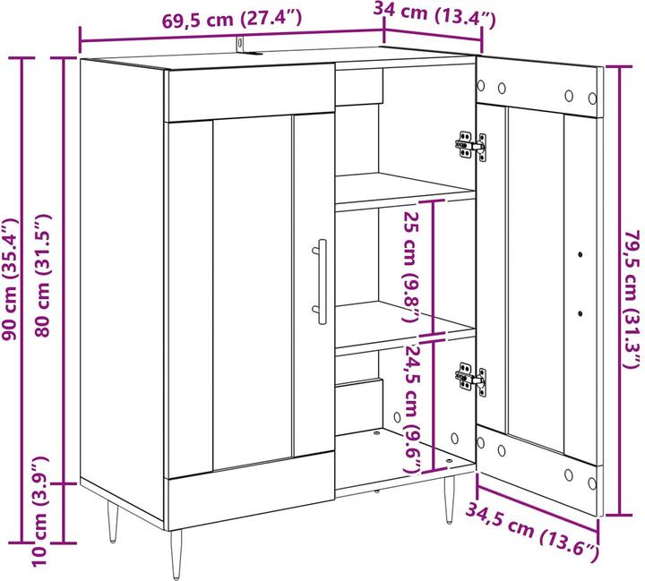 Actual product image vidaXL Sideboard Einheit (34 x 34 x 90 cm)