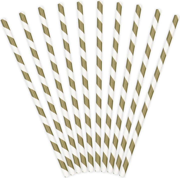 Immagine prodotto Partydeco Cannucce di carta con strisce opache dorate (10 pz.) (10 x)